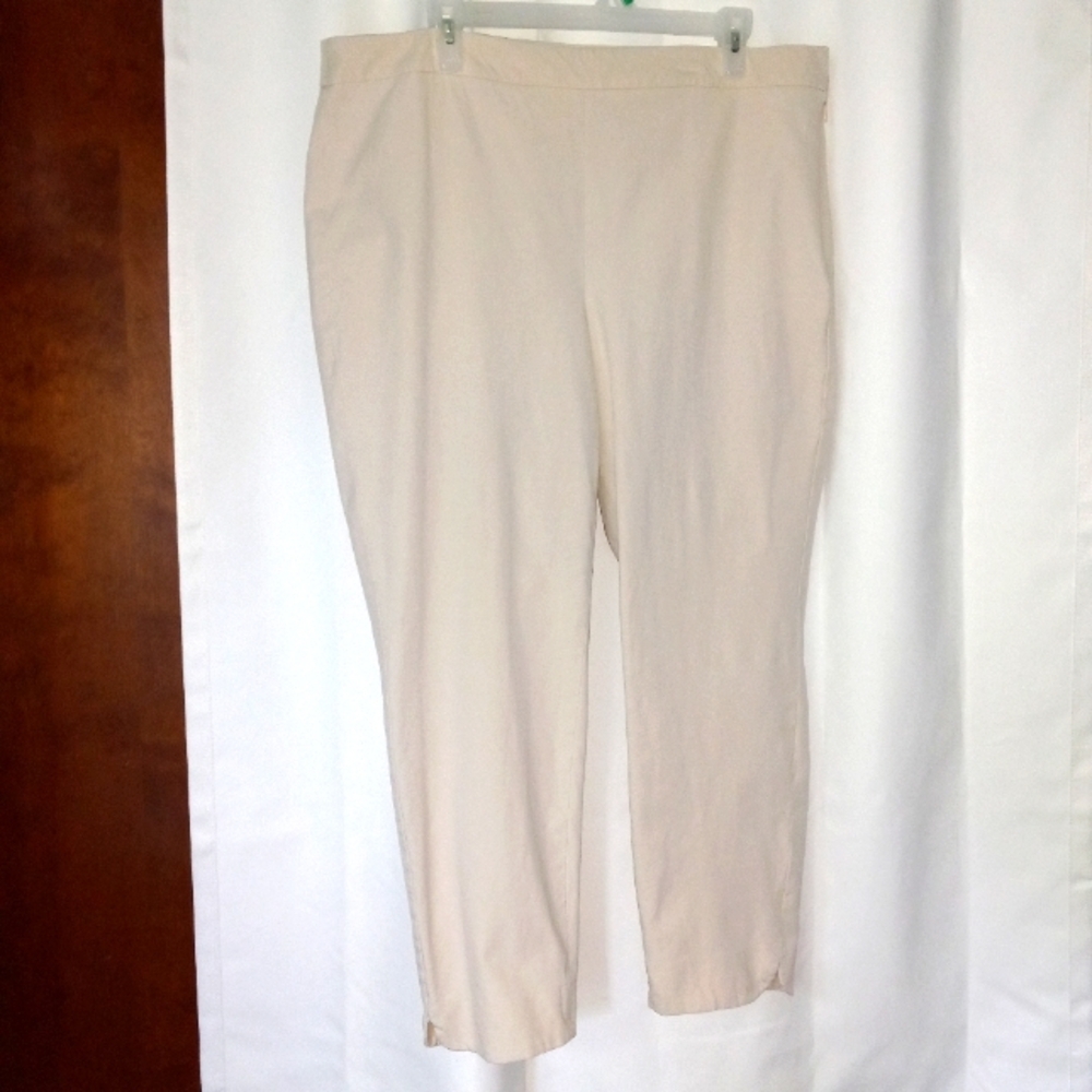 Talbots Chatham Ankle Pant 16 Khaki Beige Stretch Straight Side Zip Classic
